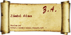 Zámbó Alma névjegykártya